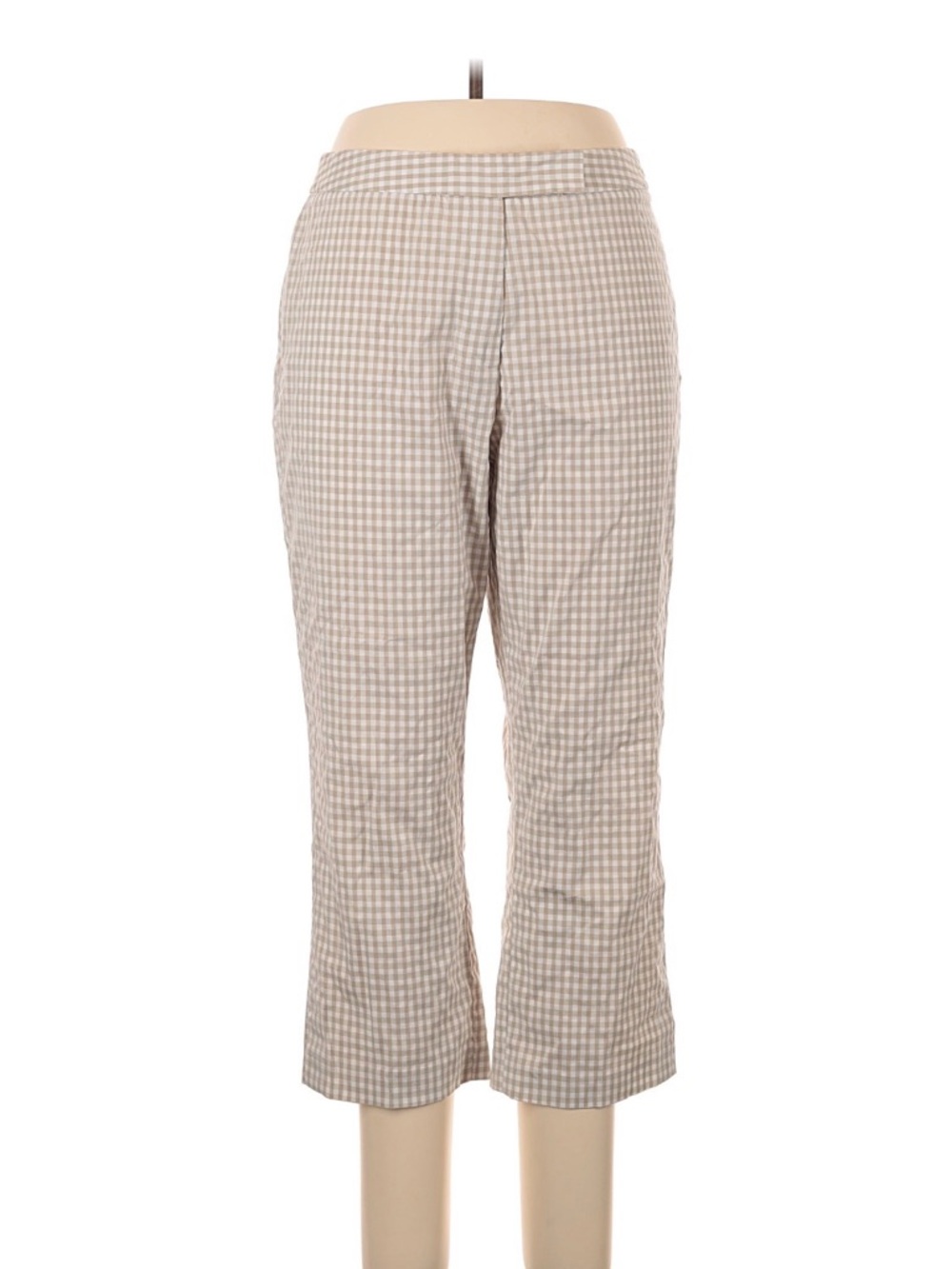White House Black Market Beige Gingham Cropped Chinos